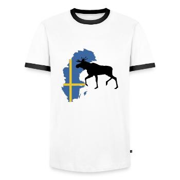 Schweden Elch - Männer Kontrast-T-Shirt - Weiß/Schwarz - Vorne - AI Model Female 172 light (172cm) & AI Model Male 178 dark (178cm)