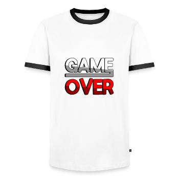 GAME OVER (Rot) - Gaming - Männer Kontrast-T-Shirt - Weiß/Schwarz - Vorne - AI Model Female 172 light (172cm) & AI Model Male 178 dark (178cm)