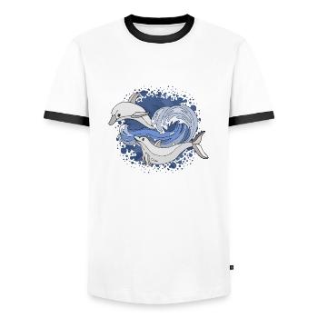 Delphine - Männer Kontrast-T-Shirt - Weiß/Schwarz - Vorne - AI Model Female 172 light (172cm) & AI Model Male 178 dark (178cm)