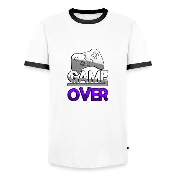 GAME OVER (Violet) + Contrôleur - Jeux - T-shirt contrasté Homme - blanc/noir - Devant - AI Model Female 172 light (172cm) & AI Model Male 178 dark (178cm)
