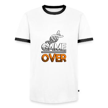 GAME OVER (Orange) + DNA - Gaming - Männer Kontrast-T-Shirt - Weiß/Schwarz - Vorne - AI Model Female 172 light (172cm) & AI Model Male 178 dark (178cm)