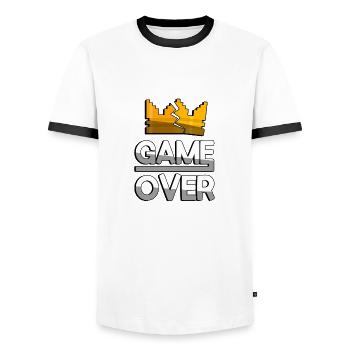 GAME OVER (Weiß) + King Crown - Gaming - Männer Kontrast-T-Shirt - Weiß/Schwarz - Vorne - AI Model Female 172 light (172cm) & AI Model Male 178 dark (178cm)