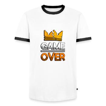 GAME OVER (Orange) + King Crown - Gaming - Männer Kontrast-T-Shirt - Weiß/Schwarz - Vorne - AI Model Female 172 light (172cm) & AI Model Male 178 dark (178cm)