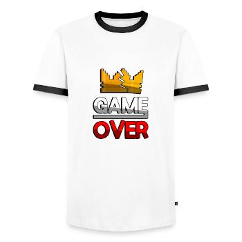 GAME OVER (Rot) + King Crown - Gaming - Männer Kontrast-T-Shirt - Weiß/Schwarz - Vorne - AI Model Female 172 light (172cm) & AI Model Male 178 dark (178cm)