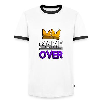 GAME OVER (Lila) + King Crown - Gaming - Männer Kontrast-T-Shirt - Weiß/Schwarz - Vorne - AI Model Female 172 light (172cm) & AI Model Male 178 dark (178cm)