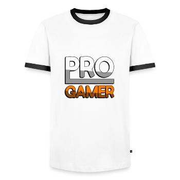 PRO GAMER (Orange) - Gaming - Männer Kontrast-T-Shirt - Weiß/Schwarz - Vorne - AI Model Female 172 light (172cm) & AI Model Male 178 dark (178cm)