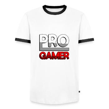 PRO GAMER (Rot) - Gaming - Männer Kontrast-T-Shirt - Weiß/Schwarz - Vorne - AI Model Female 172 light (172cm) & AI Model Male 178 dark (178cm)