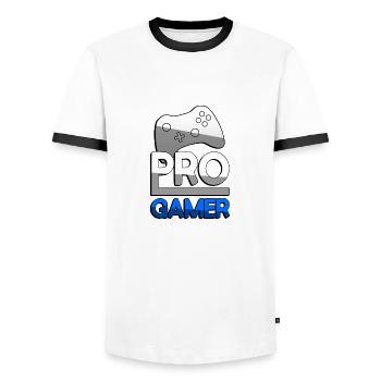 PRO GAMER (Bleu) + Contrôleur - Jeux - T-shirt contrasté Homme - blanc/noir - Devant - AI Model Female 172 light (172cm) & AI Model Male 178 dark (178cm)