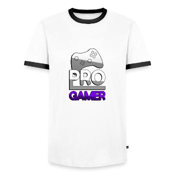 PRO GAMER (Violet) + Contrôleur - Jeux - T-shirt contrasté Homme - blanc/noir - Devant - AI Model Female 172 light (172cm) & AI Model Male 178 dark (178cm)