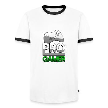 PRO GAMER (Vert) + Contrôleur - Jeux - T-shirt contrasté Homme - blanc/noir - Devant - AI Model Female 172 light (172cm) & AI Model Male 178 dark (178cm)