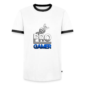 PRO GAMER (Blau) + DNA - Gaming - Männer Kontrast-T-Shirt - Weiß/Schwarz - Vorne - AI Model Female 172 light (172cm) & AI Model Male 178 dark (178cm)