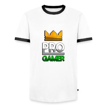 PRO GAMER (Green) + King Crown - Gaming - Men's Ringer Shirt - white/black - Front - AI Model Female 172 light (172cm) & AI Model Male 178 dark (178cm)