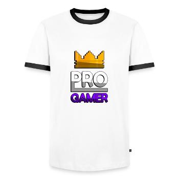 PRO GAMER (Purple) + King Crown - Gaming - Men's Ringer Shirt - white/black - Front - AI Model Female 172 light (172cm) & AI Model Male 178 dark (178cm)