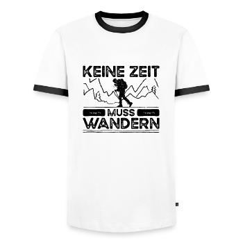 Keine Zeit Muss Wandern. Wanderung Wandern Design - Männer Kontrast-T-Shirt - Weiß/Schwarz - Vorne - AI Model Female 172 light (172cm) & AI Model Male 178 dark (178cm)