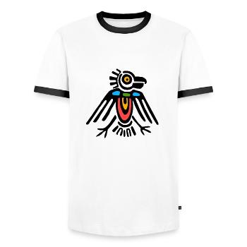 Mayan Culture, Latin America - Men's Ringer Shirt - white/black - Front - AI Model Female 172 light (172cm) & AI Model Male 178 dark (178cm)
