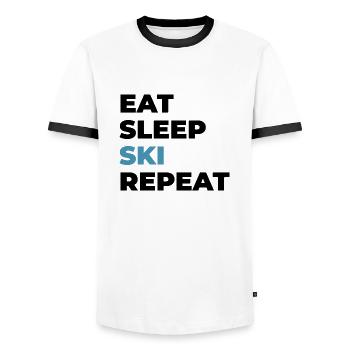 Eat Sleep Ski Repeat - Men's Ringer Shirt - white/black - Front - AI Model Female 172 light (172cm) & AI Model Male 178 dark (178cm)