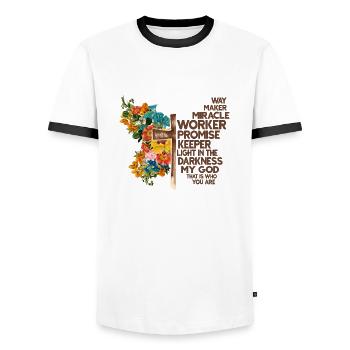 Schmetterling Blume Motivationsspruch Spruch Frau - Männer Kontrast-T-Shirt - Weiß/Schwarz - Vorne - AI Model Female 172 light (172cm) & AI Model Male 178 dark (178cm)