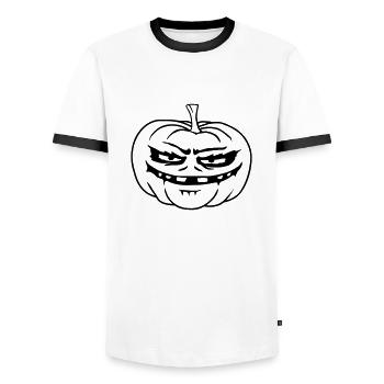 Monster Pumpkin Comic Halloween - T-shirt contrasté Homme - blanc/noir - Devant - AI Model Female 172 light (172cm) & AI Model Male 178 dark (178cm)