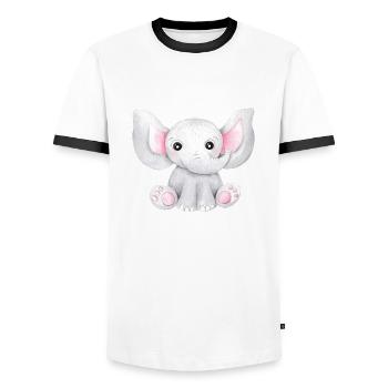 Cute Elephant Baby Africa Savannah Safari Elephant - Men's Ringer Shirt - white/black - Front - AI Model Female 172 light (172cm) & AI Model Male 178 dark (178cm)
