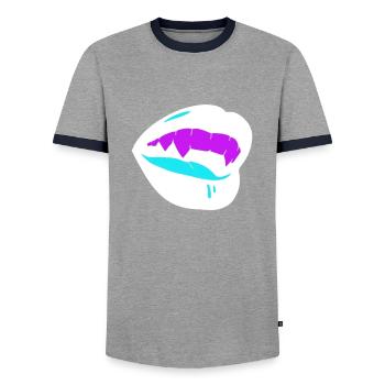 Bouche - T-shirt contrasté Homme - gris/marine  - Devant - AI Model Female 172 light (172cm) & AI Model Male 178 light (178cm)