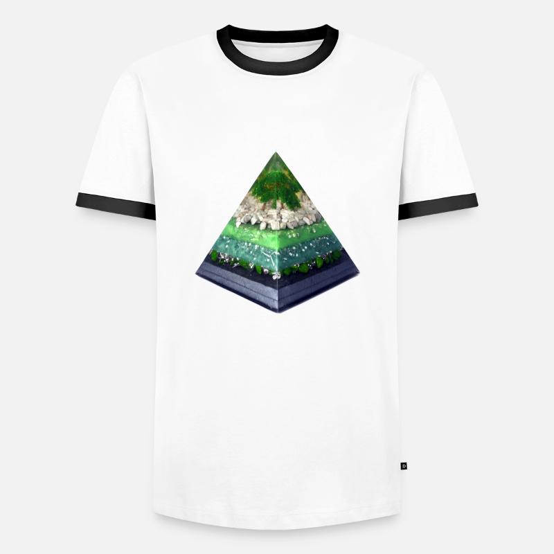 Baum der Seelen Pyramide - Männer Kontrast-T-Shirt - Weiß/Schwarz