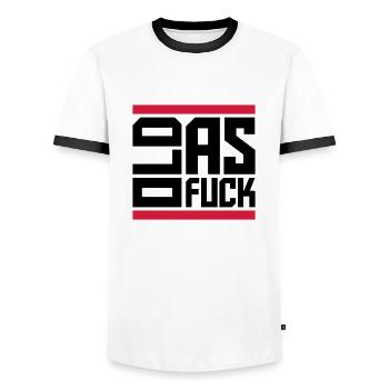 ancien logo de texte AF - T-shirt contrasté Homme - blanc/noir - Devant - AI Model Female 172 light (172cm) & AI Model Male 178 dark (178cm)