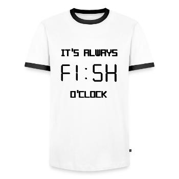 it's always fish o'clock - T-shirt contrasté Homme - blanc/noir - Devant - AI Model Female 172 light (172cm) & AI Model Male 178 dark (178cm)