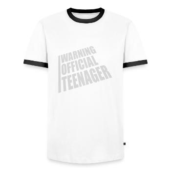 avertissement citation officielle d’adolescent - T-shirt contrasté Homme - blanc/noir - Devant - AI Model Female 172 light (172cm) & AI Model Male 178 dark (178cm)