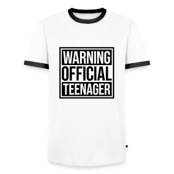 avertissement citation officielle d’adolescent - T-shirt contrasté Homme - blanc/noir - Devant - AI Model Female 172 light (172cm) & AI Model Male 178 dark (178cm)