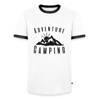 Adventure Camping - Camping Life - Men's Ringer Shirt - white/black - Front - AI Model Female 172 light (172cm) & AI Model Male 178 dark (178cm)
