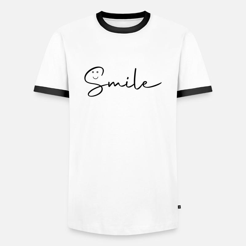 smile script - Men's Ringer Shirt - white/black