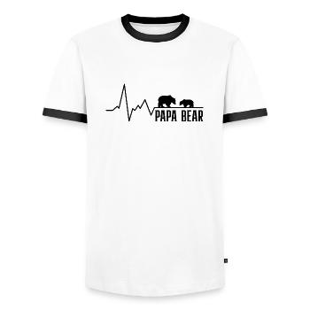 Papa Bear Dad Father's Day Gift - Men's Ringer Shirt - white/black - Front - AI Model Female 172 light (172cm) & AI Model Male 178 dark (178cm)