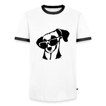 Dachshund Dog Dogs Sunglasses Cool Vector 8 - Men's Ringer Shirt - white/black - Front - AI Model Female 172 light (172cm) & AI Model Male 178 dark (178cm)