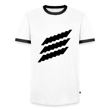 Logo Diagonal nach oben - Männer Kontrast-T-Shirt - Weiß/Schwarz - Vorne - AI Model Female 172 light (172cm) & AI Model Male 178 dark (178cm)