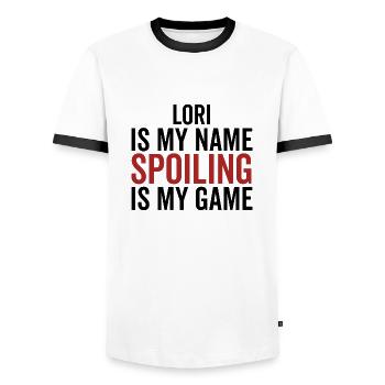 Lori is My Name Spoiling is My Game - Men's Ringer Shirt - white/black - Front - AI Model Female 172 light (172cm) & AI Model Male 178 dark (178cm)
