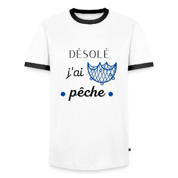 J'ai pêche - T-shirt contrasté Homme - blanc/noir - Devant - AI Model Female 172 light (172cm) & AI Model Male 178 dark (178cm)