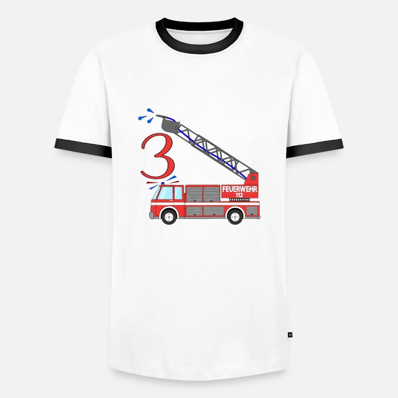 Fire engine 3rd birthday - Men's Ringer Shirt - white/black