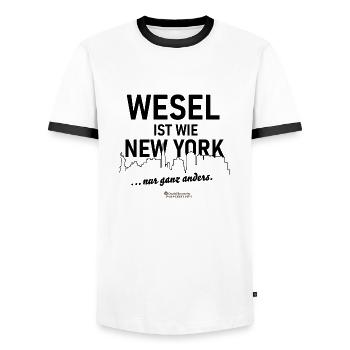 Wesel ist wie New York - Männer Kontrast-T-Shirt - Weiß/Schwarz - Vorne - AI Model Female 172 light (172cm) & AI Model Male 178 dark (178cm)