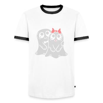 Homme Mme Fantômes Couple - T-shirt contrasté Homme - blanc/noir - Devant - AI Model Female 172 light (172cm) & AI Model Male 178 dark (178cm)