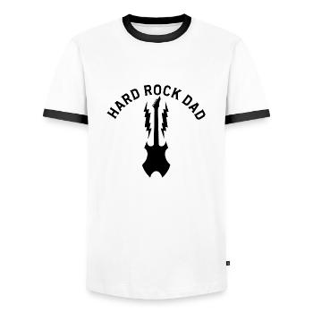 hard rock Papa, Rocker daddy, Rock'n'Roll vater - Männer Kontrast-T-Shirt - Weiß/Schwarz - Vorne - AI Model Female 172 light (172cm) & AI Model Male 178 dark (178cm)