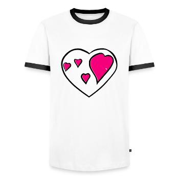 Symbole de coeur Amour Mignons Cœurs Rose Dessin Vecteur - T-shirt contrasté Homme - blanc/noir - Devant - AI Model Female 172 light (172cm) & AI Model Male 178 dark (178cm)