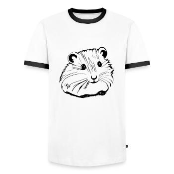 Hamster mignon animal rongeur animaux drôle animal 3 - T-shirt contrasté Homme - blanc/noir - Devant - AI Model Female 172 light (172cm) & AI Model Male 178 dark (178cm)