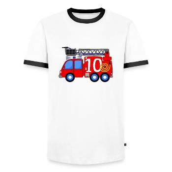 Fire engine 10 birthday children - Men's Ringer Shirt - white/black - Front - AI Model Female 172 light (172cm) & AI Model Male 178 dark (178cm)