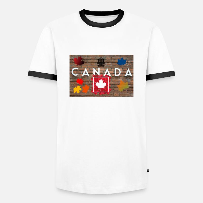Canada, maple leaf. - Men's Ringer Shirt - white/black