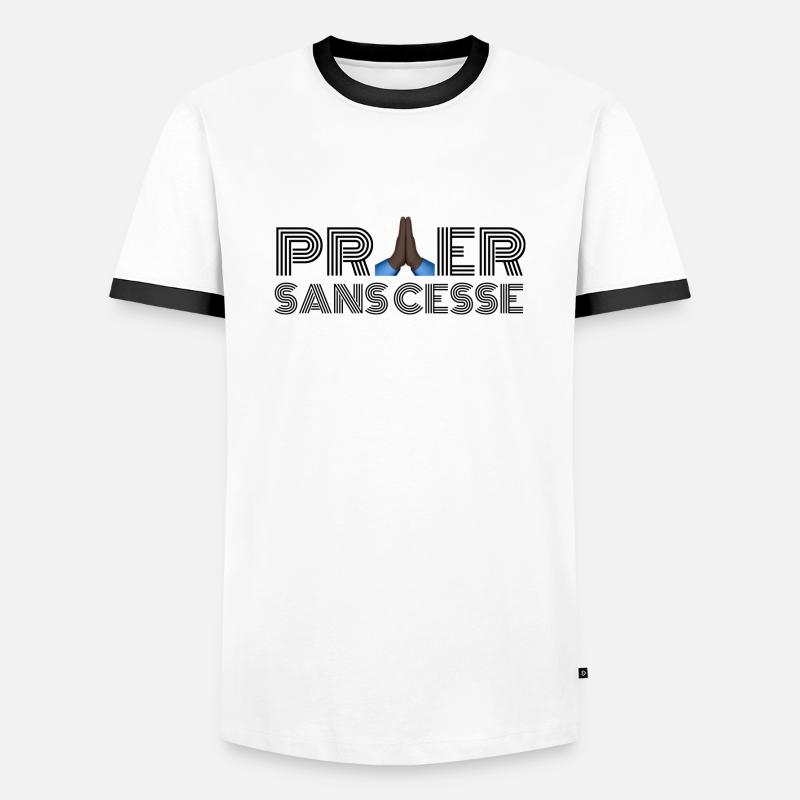 PRAYING UNCEASINGLY - Men's Ringer Shirt - white/black