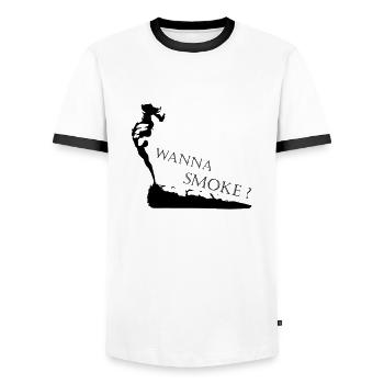 Fumer de l’herbe - lettrage avec image - T-shirt contrasté Homme - blanc/noir - Devant - AI Model Female 172 light (172cm) & AI Model Male 178 dark (178cm)