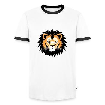 Royal Cartoon Lion Lions Comic 14 - Men's Ringer Shirt - white/black - Front - AI Model Female 172 light (172cm) & AI Model Male 178 dark (178cm)