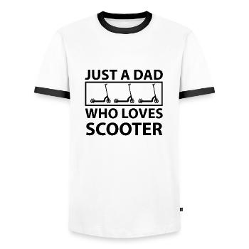 E-Scooter Scooter - T-shirt contrasté Homme - blanc/noir - Devant - AI Model Female 172 light (172cm) & AI Model Male 178 dark (178cm)