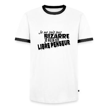 Je ne suis pas bizarre je suis libre penseur - T-shirt contrasté Homme - blanc/noir - Devant - AI Model Female 172 light (172cm) & AI Model Male 178 dark (178cm)