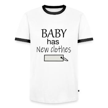 Bébé a de nouveaux vêtements - T-shirt contrasté Homme - blanc/noir - Devant - AI Model Female 172 light (172cm) & AI Model Male 178 dark (178cm)
